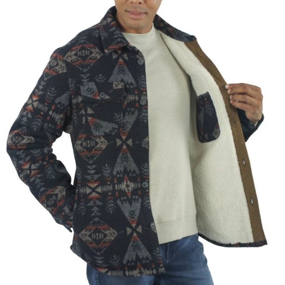 Jachs Men’s Multi Aztec Sherpa Lined Wool Blend Jacket Shacket New